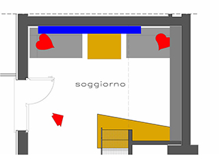 Progetto e realizzazione degli interni di un’appartamento–loft mansardato su due piani ad uso residenza.